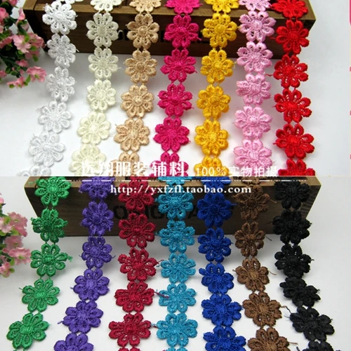 15 ярдов/партия Водорастворимая Вышивка разноцветная Цветочная нашивка 2 5 см