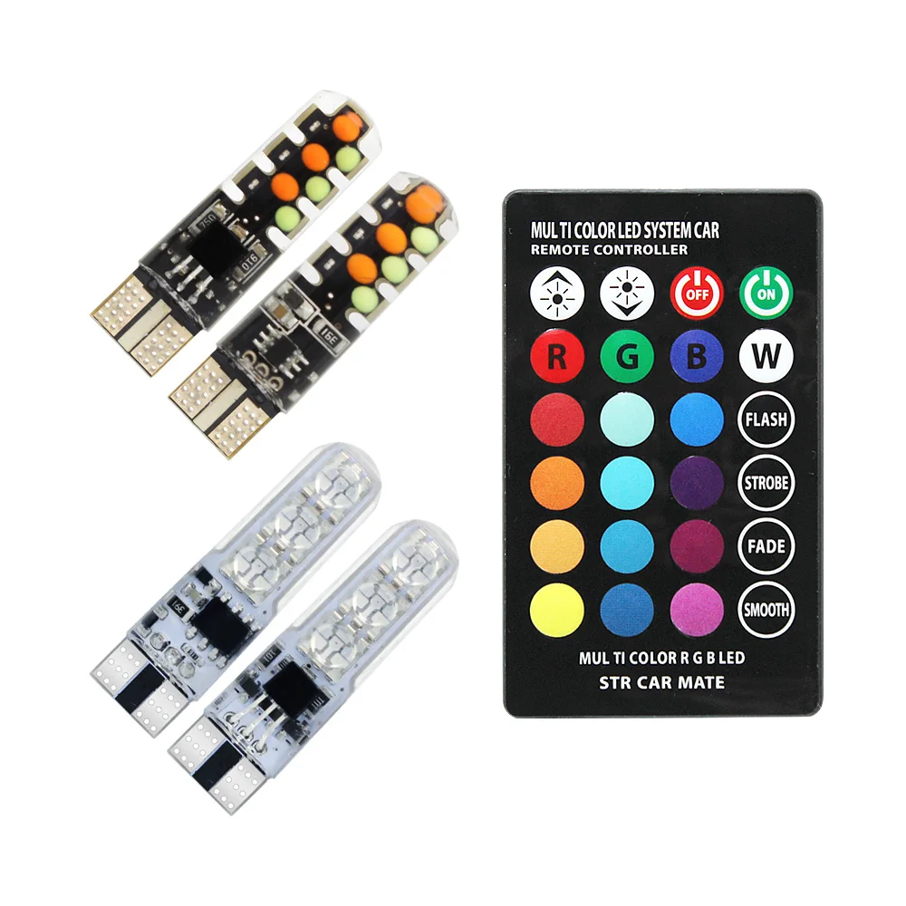 1 комплект T10 RGB светодиодный W5W 194 5050 SMD автомобильный габаритный фонарь купольная