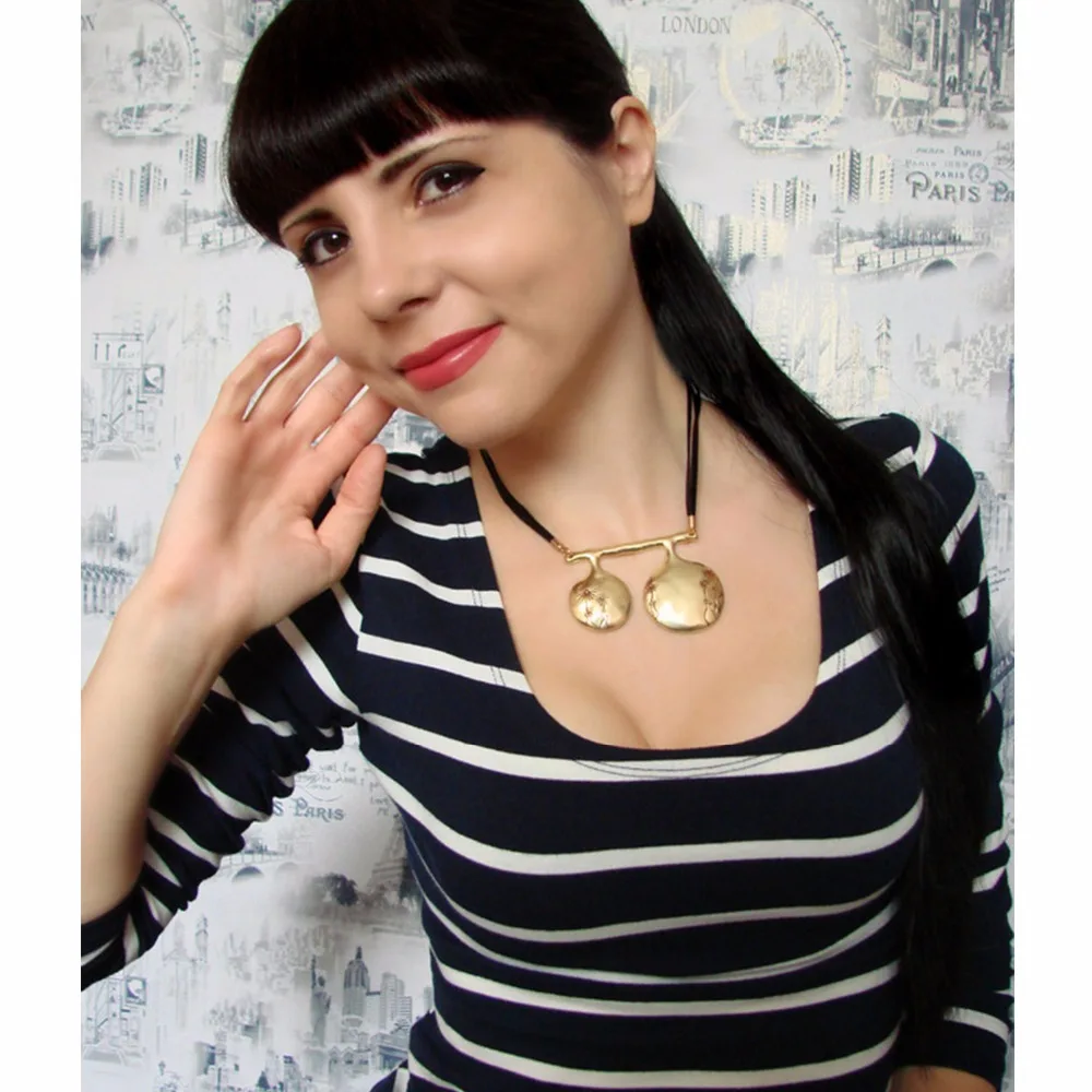 eManco Урожай Простой Асимметричная Геометрические Растения шаблон Заявление Choker чокер& Подвески Женщины черный Веревка сплава ювелирных изделий