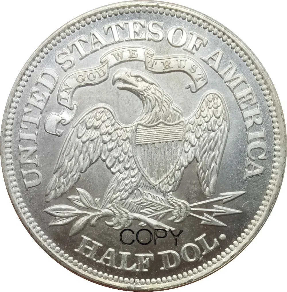 

United States Liberty Seated Half Dollars Motto Above Eagle 1872 Brass Plated Silver Copy Coins