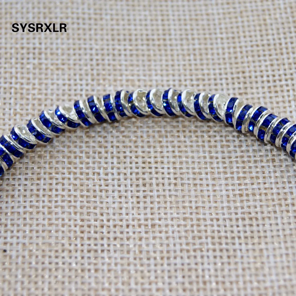 Оптовая продажа 100 шт очаровательные синие медные Стразы бусины для изготовления