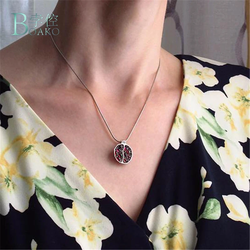 Женская винтажная цепочка BOAKO кулон в форме граната ожерелье-цепочка с камнями B40