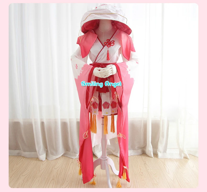 Women's Japanese Kimono Anime Onmyoji Cosplay Costume The Peach Blossom Banshee Vantage Fancy Dress Uniform NEW |