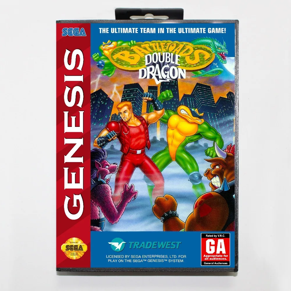16 бит Sega MD игровой Картридж с розничной коробкой Battletoads и двойной дракон Ultimate Team