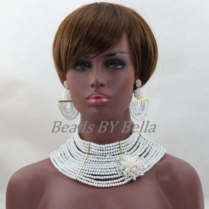 Чистый белый Африканский комплект ювелирных изделий индийский нигерийский