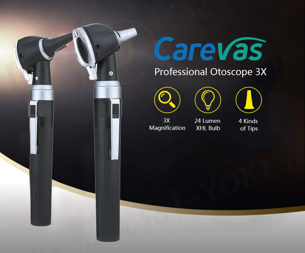 

Carevas Fiber Optic LED Otoscope 3X True View Full Spectrum Home Physician Ear Care Diagnostic Set with 8 Tips for Adult & Child