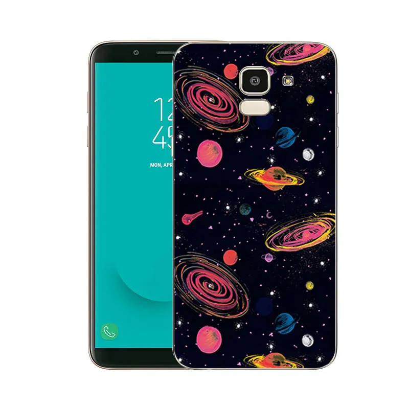 TPU для Galaxy J6 2018 J600 SM-J600F чехлы телефонов Oill с принтом задняя матовая черная