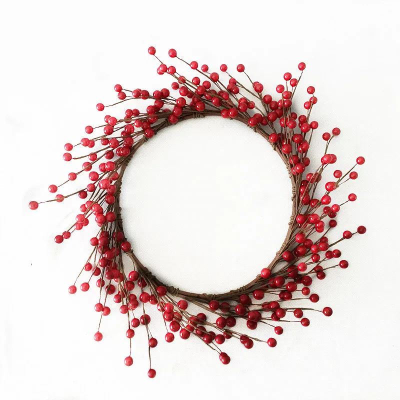 

1pc/lot Factory Directly Sale Christmas Festive Artificial Red Berry Wreath for Front Door Wall Decor Free Shipping