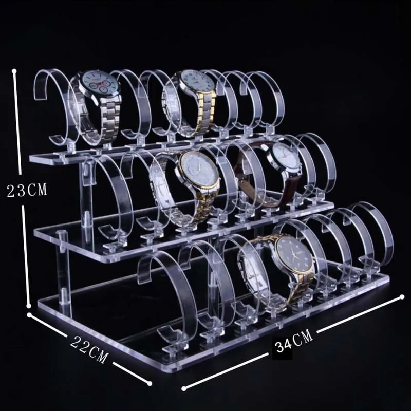 Акриловый прозрачный 3 слойный дисплей для часов полка рамка 24 стенды Браслет