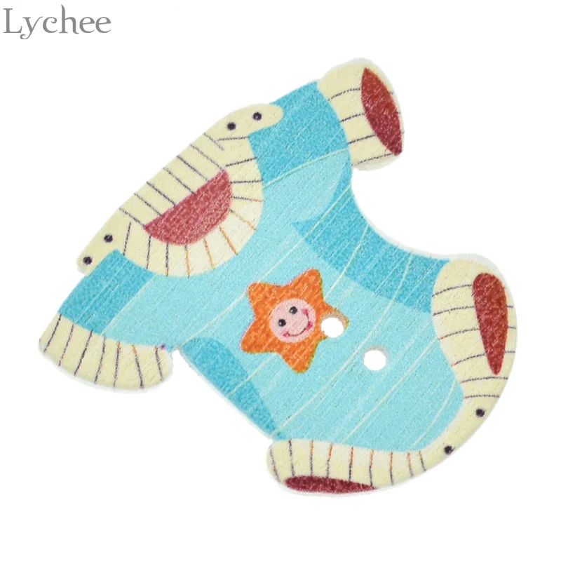Lychee 100 шт. деревянные Мультяшные блестки 2 отверстия или без швейные пуговицы