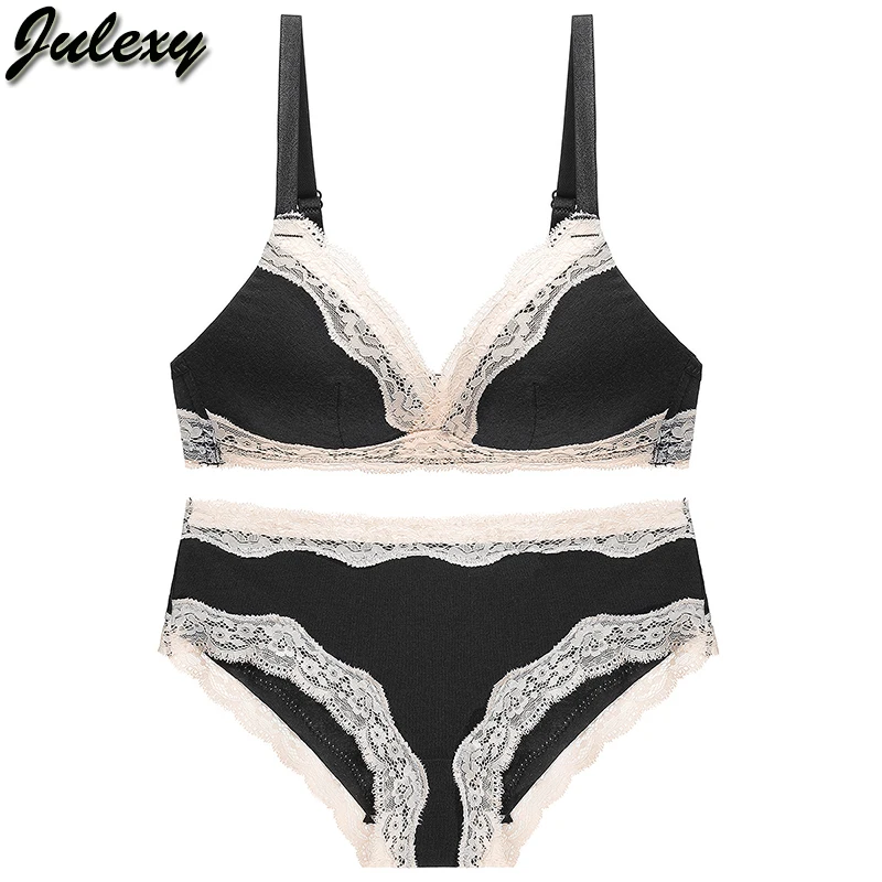 Julexy, новинка, сексуальный бюстгальтер с чашечками A B, без косточек, Женский комплект с бюстгальтером пуш-ап, комплект нижнего белья с дырочками, Комплект трусов, нижнее белье без косточек