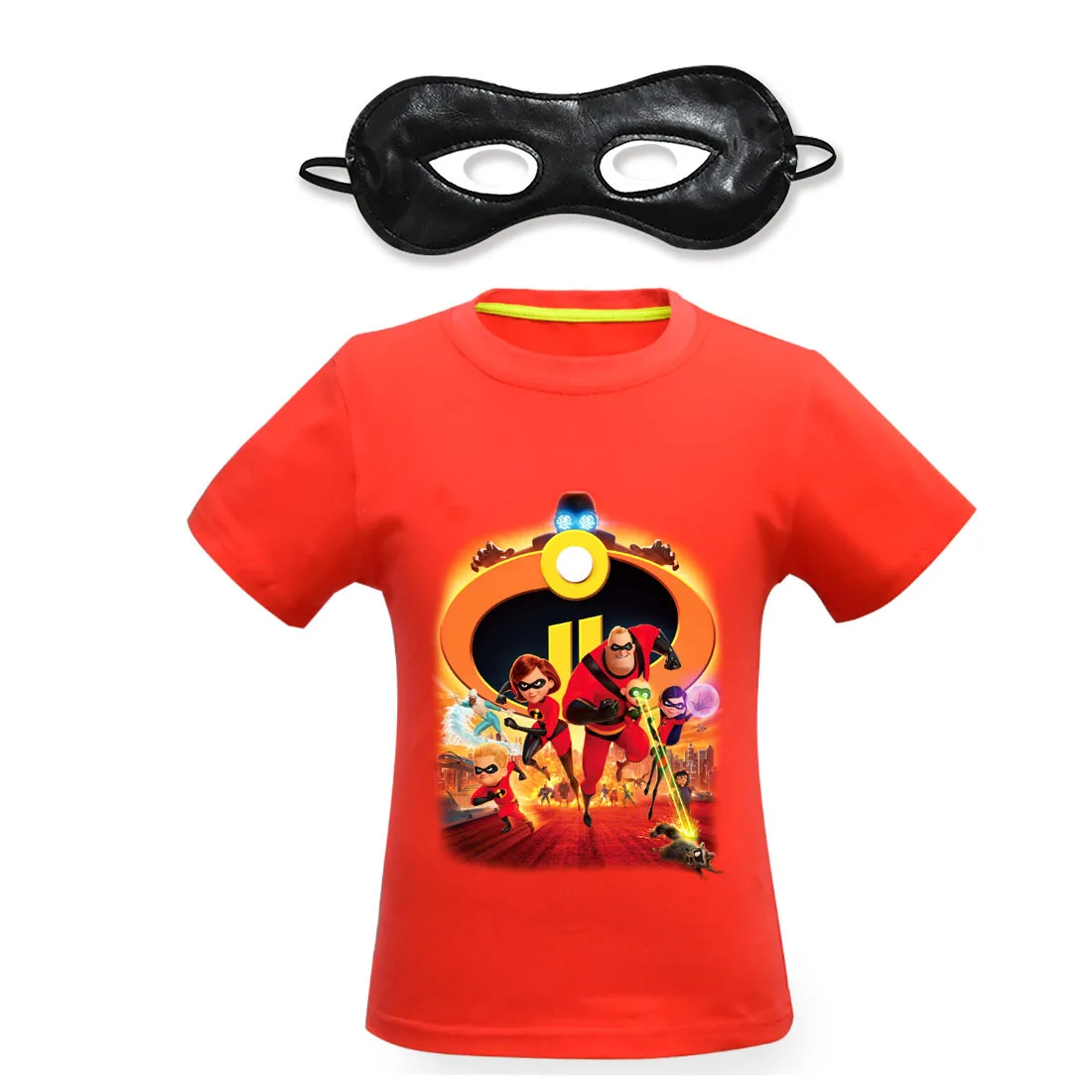 T shirt mask red Г. Летняя футболка с короткими рукавами для мальчиков и девочек футболки для костюмированной вечеринки с героями мультфильма «Суперсемейка 2» Детская футболка повседневные спортивные футболки - Цвет: T shirt mask red