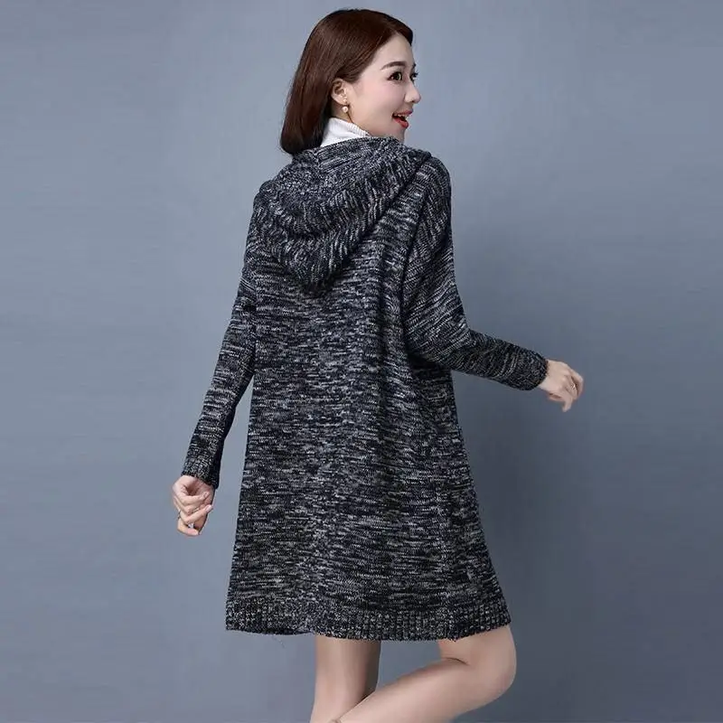 

2019 Autumn Winter WomenThick Warm Tricot Long Cardigan Sweater Jacket Female Knitted Open Stitch Poncho Plus Size Knitwear K57