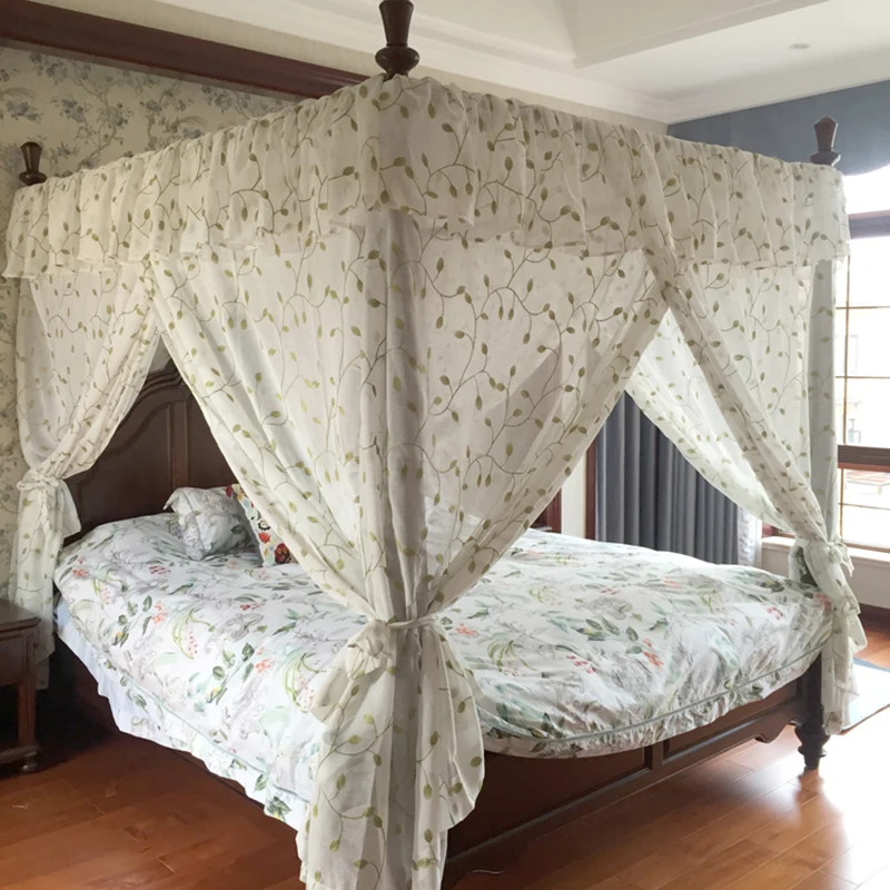 

2018 Cibinlik Fresh Embroidered Leaf Palace Bed Canopy Home Decoration Curtain Valance Custom-made For Square Drapery Bedding