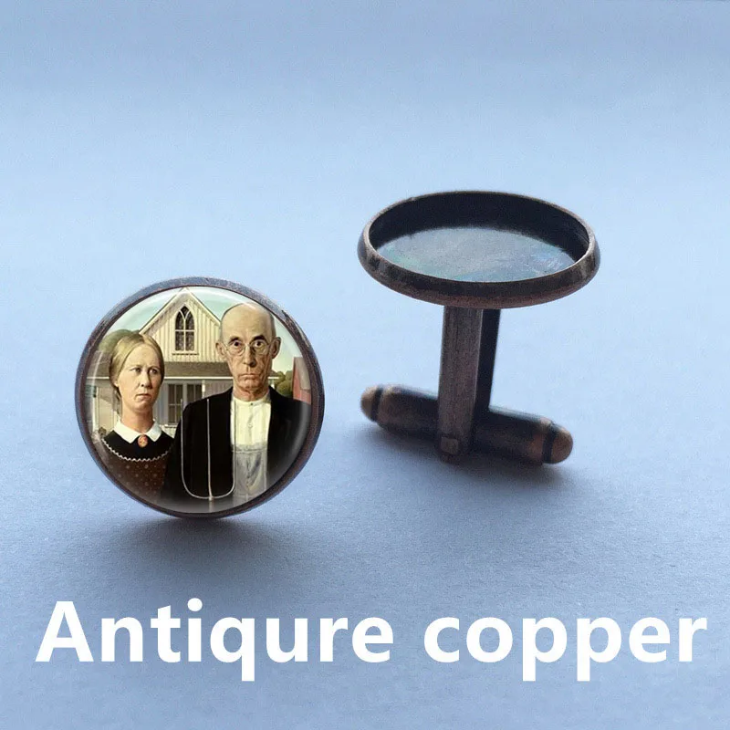 Американские готические запонки американские украшения Грант деревянные