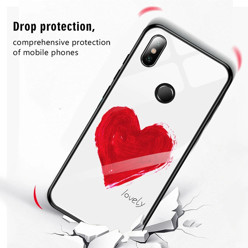 Tempered Glass Case For Xiaomi Redmi 7 7A Note K20 Pro Mi 9T 9 8 Lite Mix 3 Mi9T Note7 Love Heart Phone Cover |