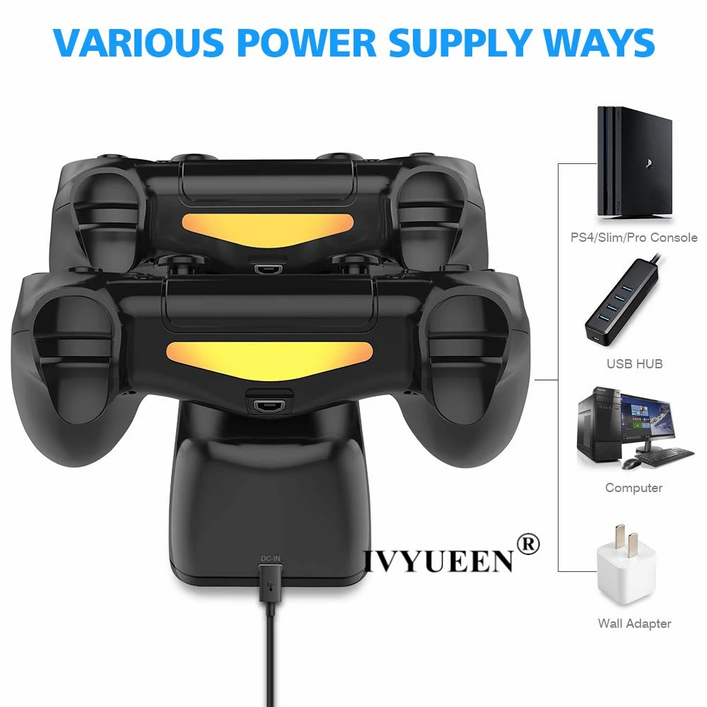 IVYUEEN для PS4 контроллер зарядное устройство DualShock 4 док станция зарядки с USB Playstation Pro тонкая беспроводная