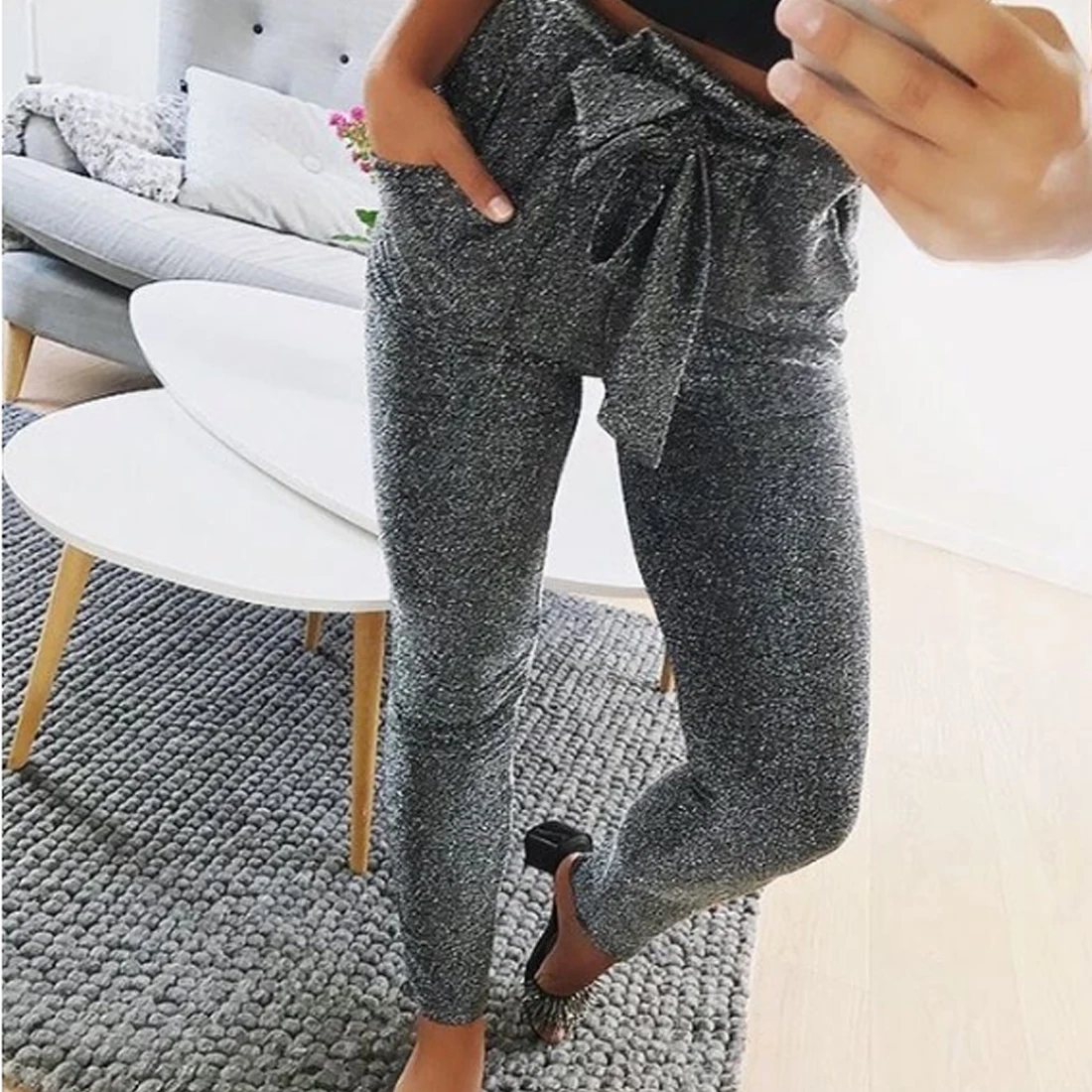 Новинка 2017 года модные женские туфли Брюки для девочек Высокая талия карандаш