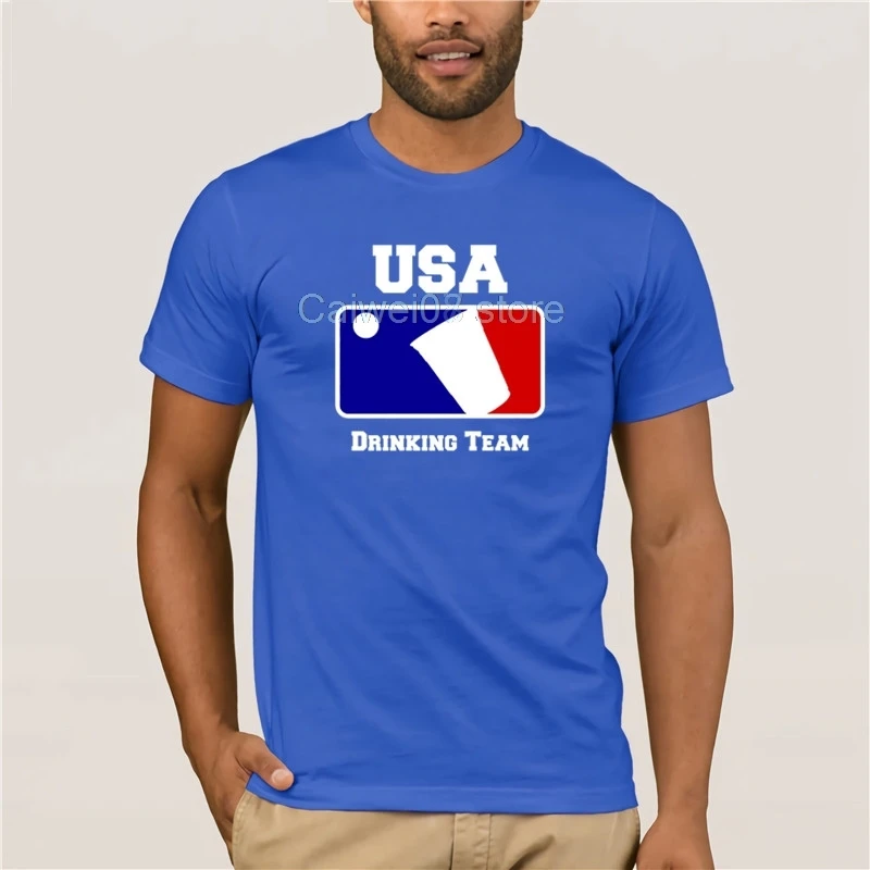 Summer Mens T Shirt Buy USA Drinking Team Funny Party Beer Pong Game Fashion Street Short Sleeve T-Shirt | Мужская одежда