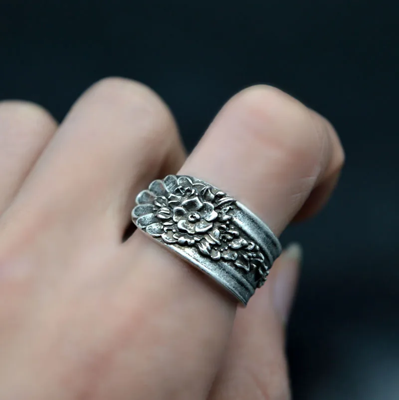 1 шт. ручная работа винтажное серебряное фотокольцо регулируемая фотография|spoon