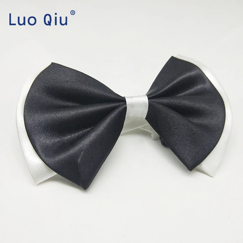 

Men and women adjustable butterfly knot black and white solid bow tie and wedding party