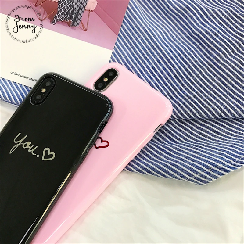 От Jenny для Apple iPhone X Пара &quotты и я&quot Love heart чехол телефона TPU Бесплатная доставка |
