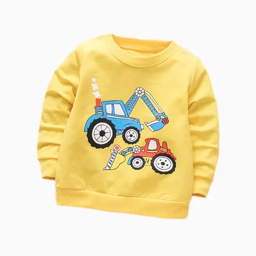 car yellow Футболка для маленьких мальчиков повседневные хлопковые топы с длинными рукавами для маленьких мальчиков, рубашка для новорожденных весенне-осенняя футболка одежда для маленьких мальчиков на первый день рождения - Цвет: car yellow