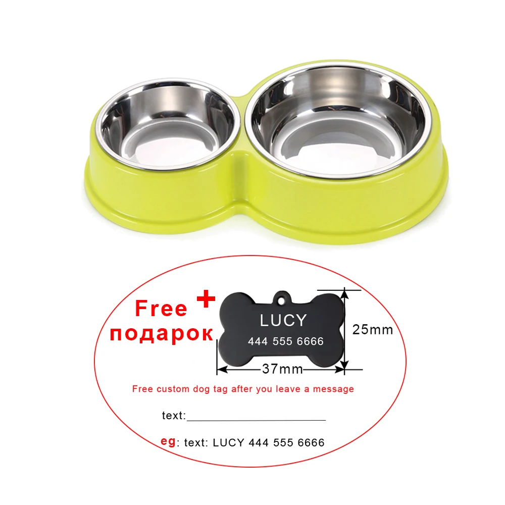 Миски из нержавеющей стали для домашних животных двойная чаша питья щенков и