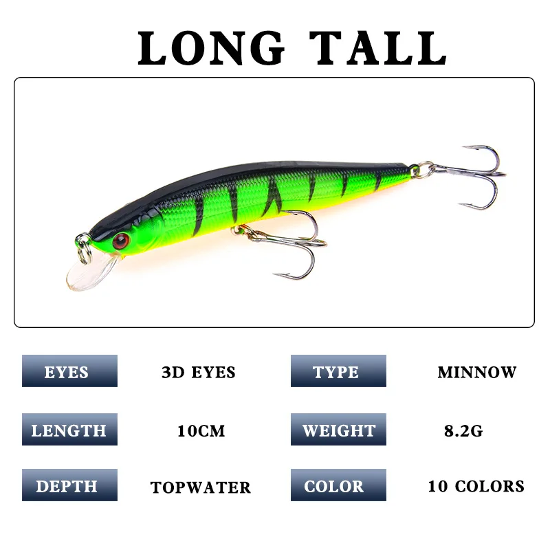 1 шт. Рыболовная Приманка Minnow 10 см 8 2 г Jerkbait плавание на глубине воблеры Crankbait Ocean