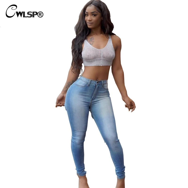 Женские джинсы с высокой талией CWLSP отбеленный поцарапанный дырками на спине