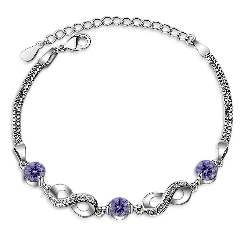 Женский браслет из серебра 925 пробы с фиолетовым кристаллом|bracelet silver sterling 925|silver
