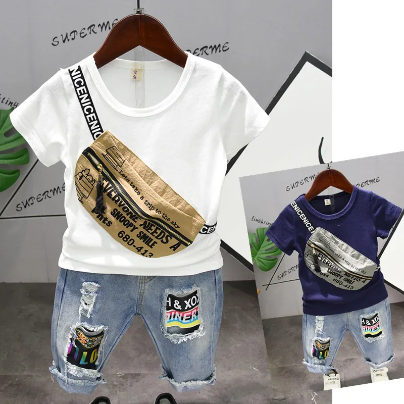 HotSale 2019 Summer Children Clothing Sets Tops +Shorts 2Pcs Set Boys T-shirt Pants Big pocket Sports Suit Kids Clothes 2-6years | Детская