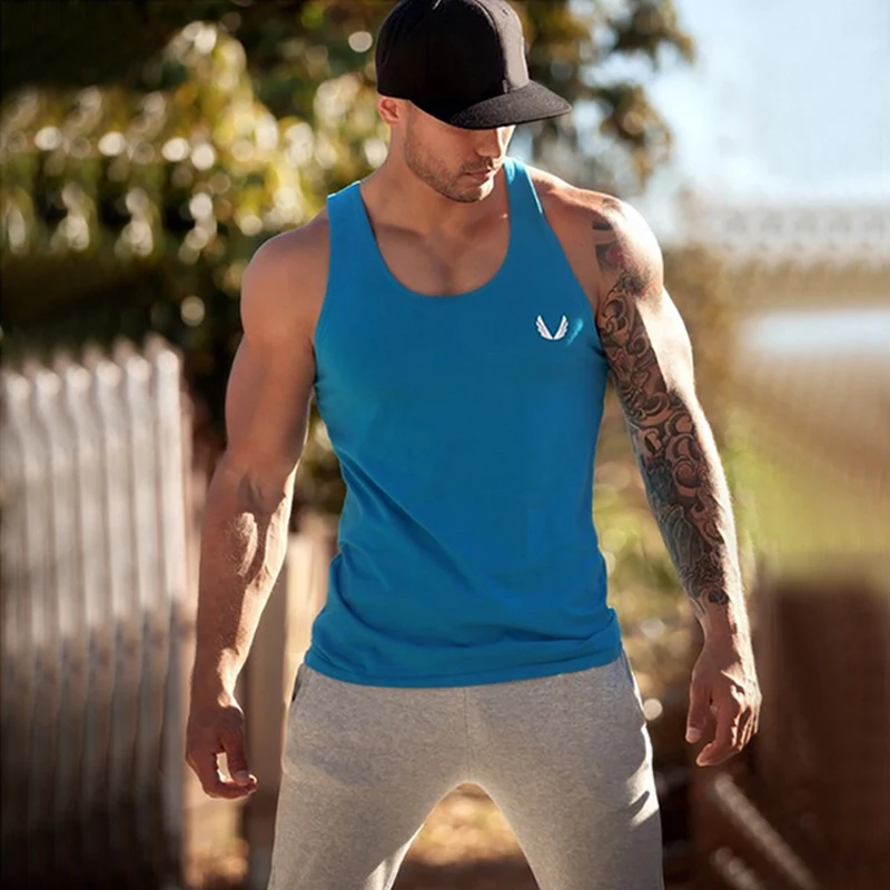Горячая Продажа 2017 мужские Стрингер Singlets Хлопок Спортивные Залы Топы Мышечные