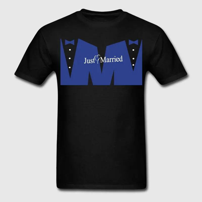 Fitness Tshirt For Men Homme Just Married (Gay Couple) T Shirt Trend Hiphop Camiseta 100% Cotton Comfortable | Мужская одежда