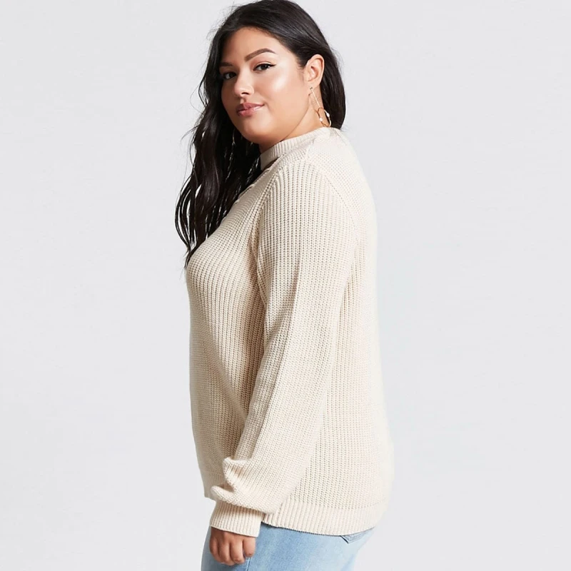 Hollow Out Collar Cross Belt Sweater Plus Size 6XL 5XL 2018 Spring Beige Long Sleeve O-Neck Sexy Streetwear Sweaters XXXL 4XL | Женская
