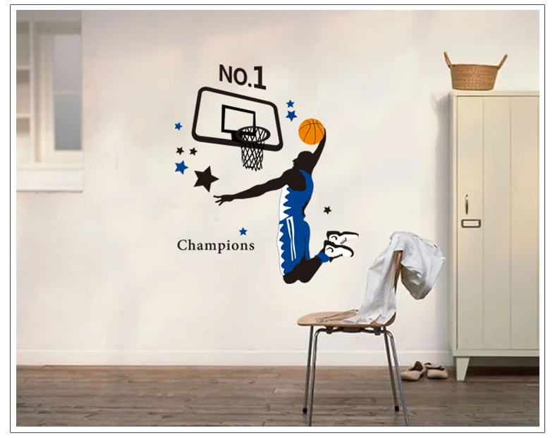 Баскетбол чемпионы Данк мастер Спорт Мальчики искусство наклейки на стену