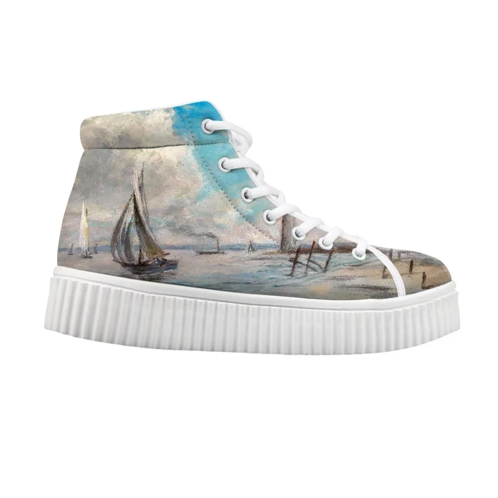 Женские туфли на платформе повседневные с высоким берцем шнуровке