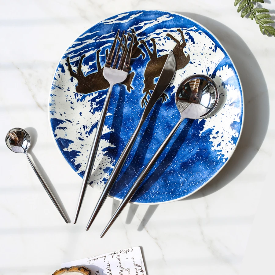 Столовая ложка столовые приборы Нержавеющая сталь ложки Ножи s кухонные вилки