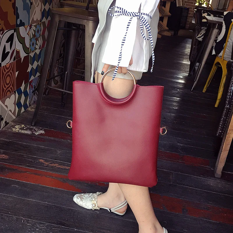 Новинка 2017 корейская модная женская сумка для рук искусственная кожа двойная