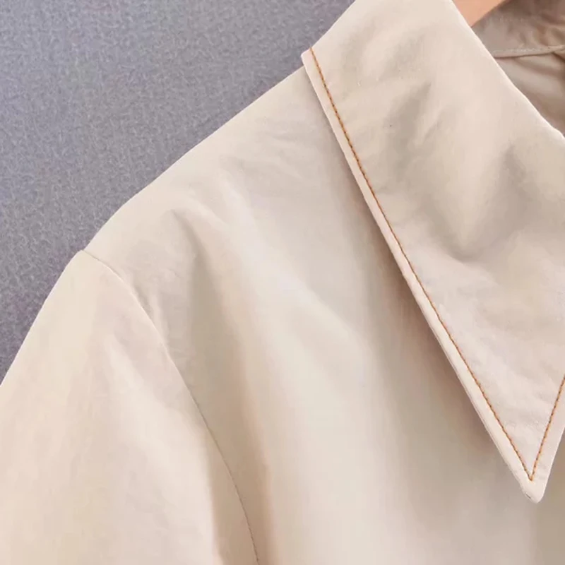 Женские хлопковые короткие рубашки цвета хаки весна-лето 2019 модные женские