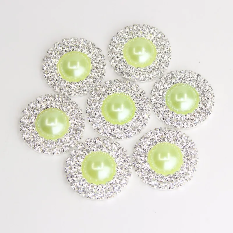 Wedding Invitation Culvert Decoration 10 pcs 25mm Double Row DIY Pearl Diamond Button Drill Baby Hair Accessories 16 mix color | Дом и сад