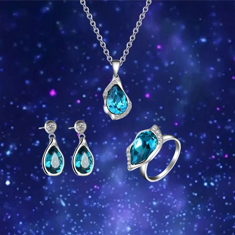 Necklace Earrings Ring Sets Bride Wedding Women Jewelry Luxury Elegant Pendant Popular Style | Украшения и аксессуары