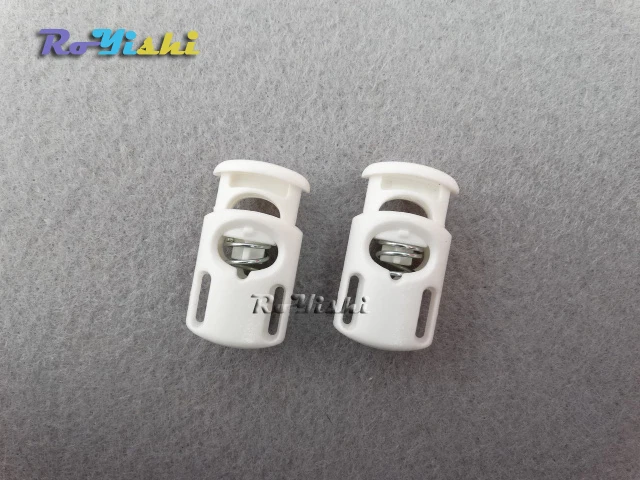 

50pcs Plastic Barrel Spring Cord Locks Stoppers Toggles White 27mm*14mm*10mm