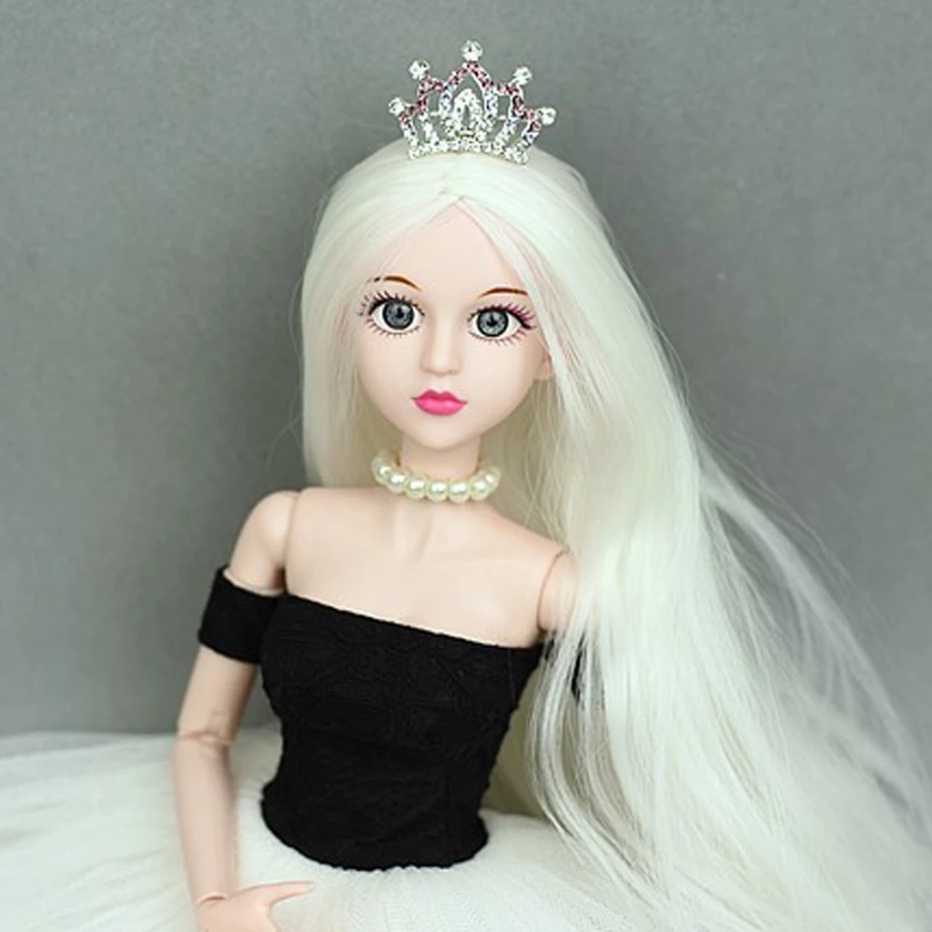 

Mini Metal Princess Queen Crown Jewelly Toy for 1/3 1/4 BJD Dolls White Mini Crown Clothes Accessory