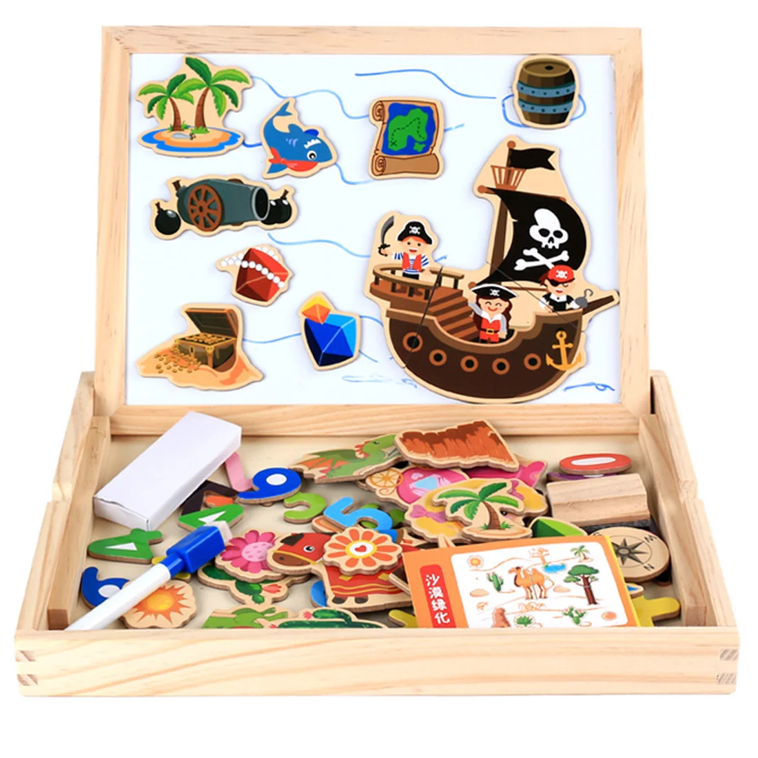 

Drawing Writing Board Magnetic Puzzle Double Easel Kid Wooden Toy Sketchpad Gift Children Intelligence Education Development Toy