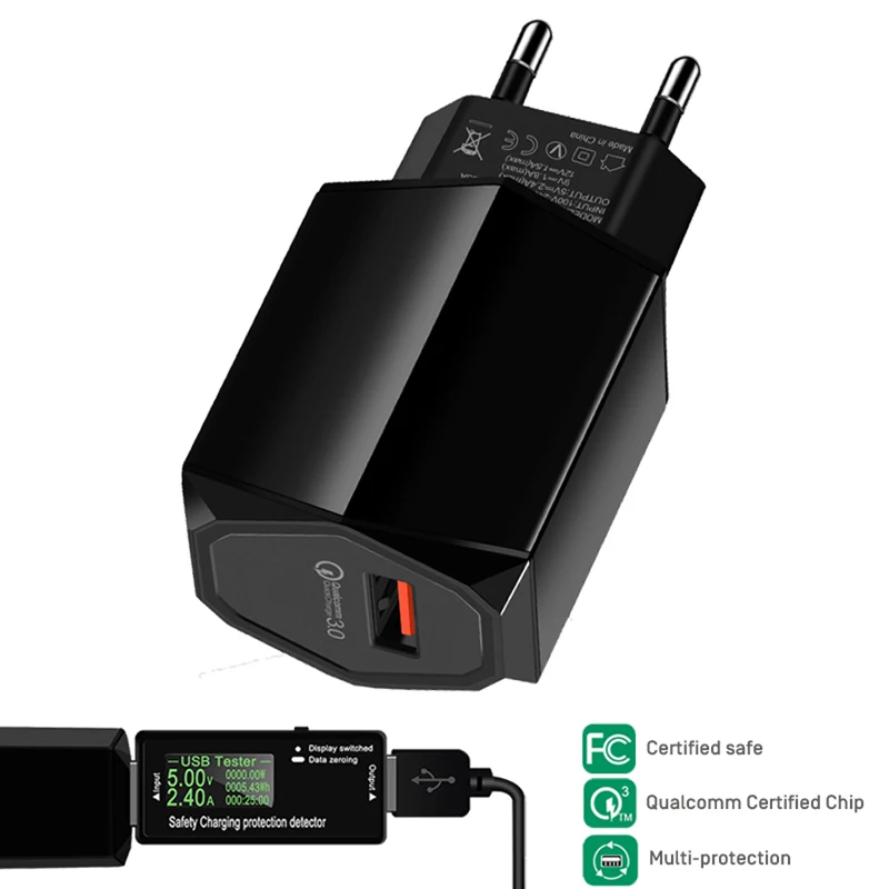 2019 USB QC3.0 быстрое зарядное устройство Micro/Type-c кабель для Samsung S7 Edge Xiaomi Huawei Android