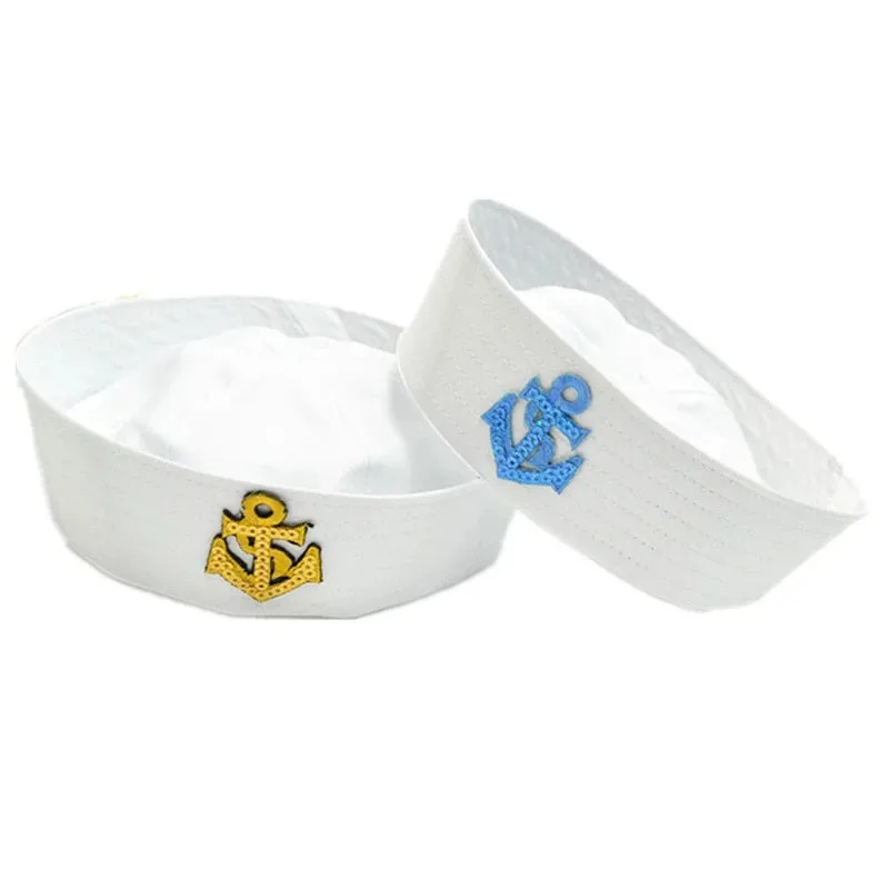 

Military Hats Stage Performing Double Flags and Arrows White Sailor Navy Hat Cap for Adult Kids Doughboy Hat
