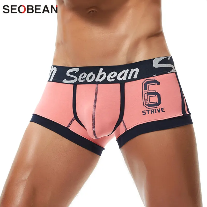 Трусы боксеры SEOBEAN мужские с заниженной талией хлопковое нижнее белье дышащие