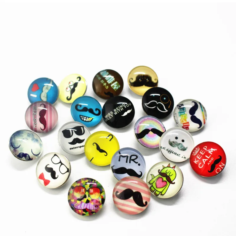 Хит продаж 50 шт./партия круглые усы Бабочка кнопка печать стеклянные броши на