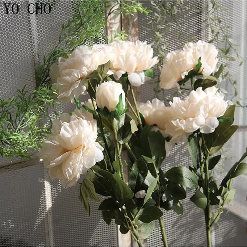 YO CHO 2 пучка 6 головок Искусственные цветы большие шелковые искусственные пионы